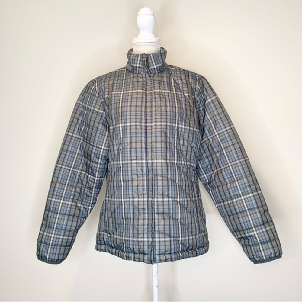 Lands’ End Quilted Plaid Preppy Puffer Jacket Large 14/16